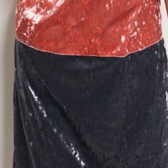 ❌DONATED❌Blue Gray Multicolor Block Crushed Velour Midi Dress - Picture 6 of 9